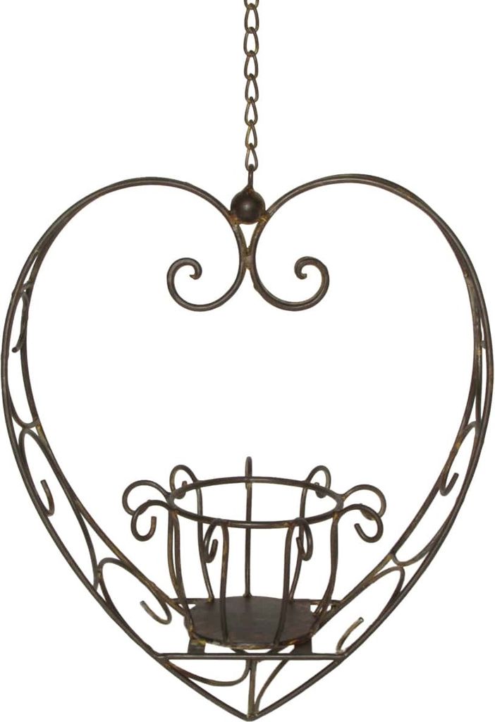 Blumenampel Herzform Metall Rostfarben 32x19x36 cm Produktbild 