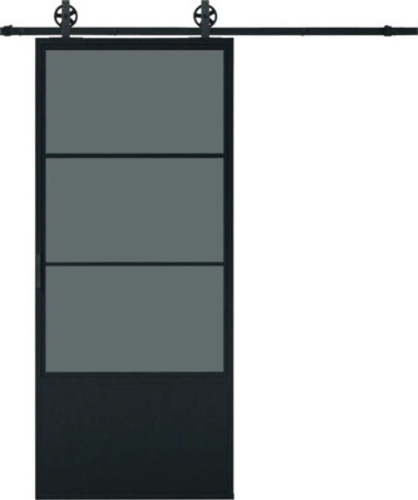 Pertura Schiebetür Komplett-Set Jarn 04 Black 1000x2350 mm inkl. Laufschiene mit Speichenrad,Griff-Set