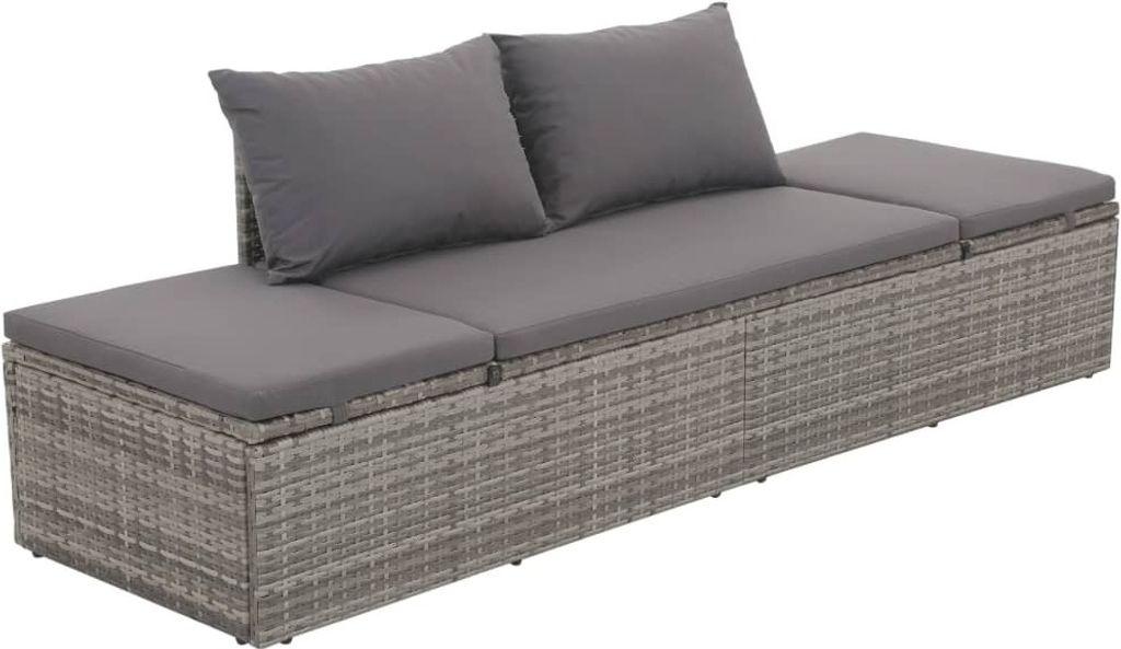 Gartenbett Grau 195×60 cm Poly Rattan , Gartenliegen Design 2024