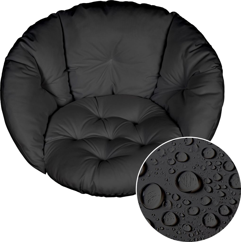 Wasserabweisendes Sitzkissen für Hängesessel 60x60 cm – 12 cm dick, Outdoor, wetterfest, gepolstert, Rückenkissen farbe Graphit [114]