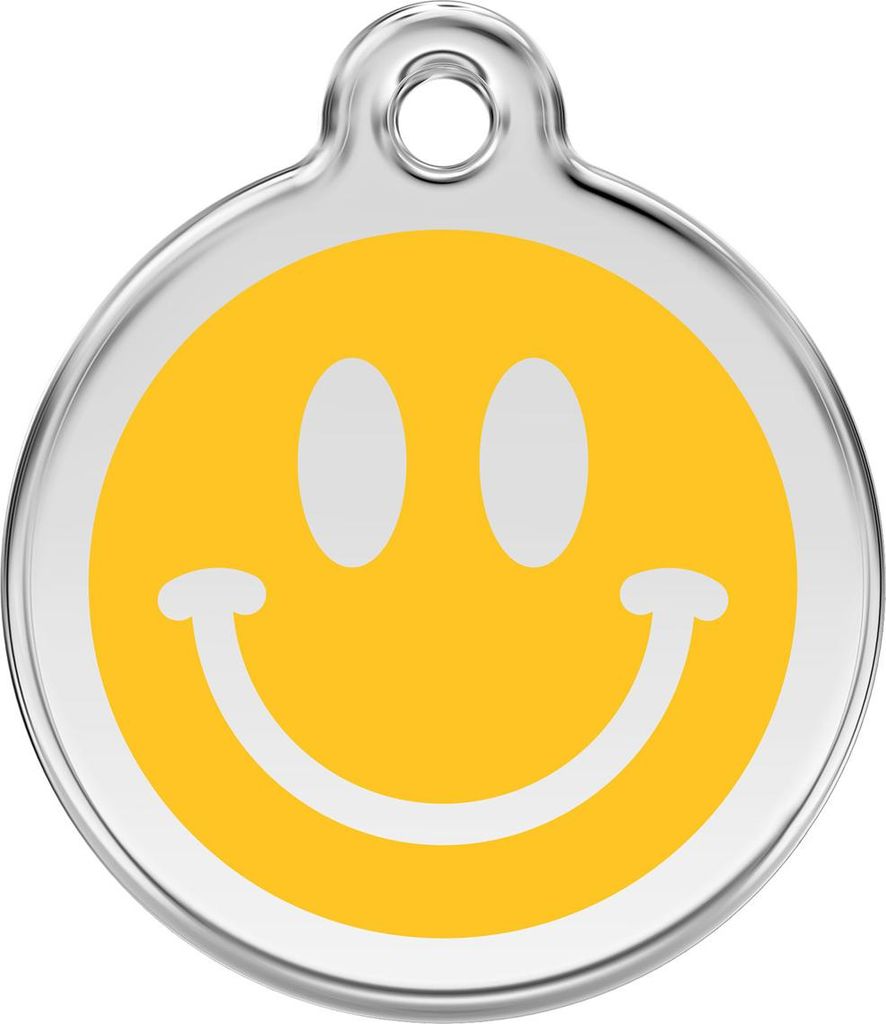 RedDingo Hundemarke mit individueller Gravur Smiley gelb, Größe: M
