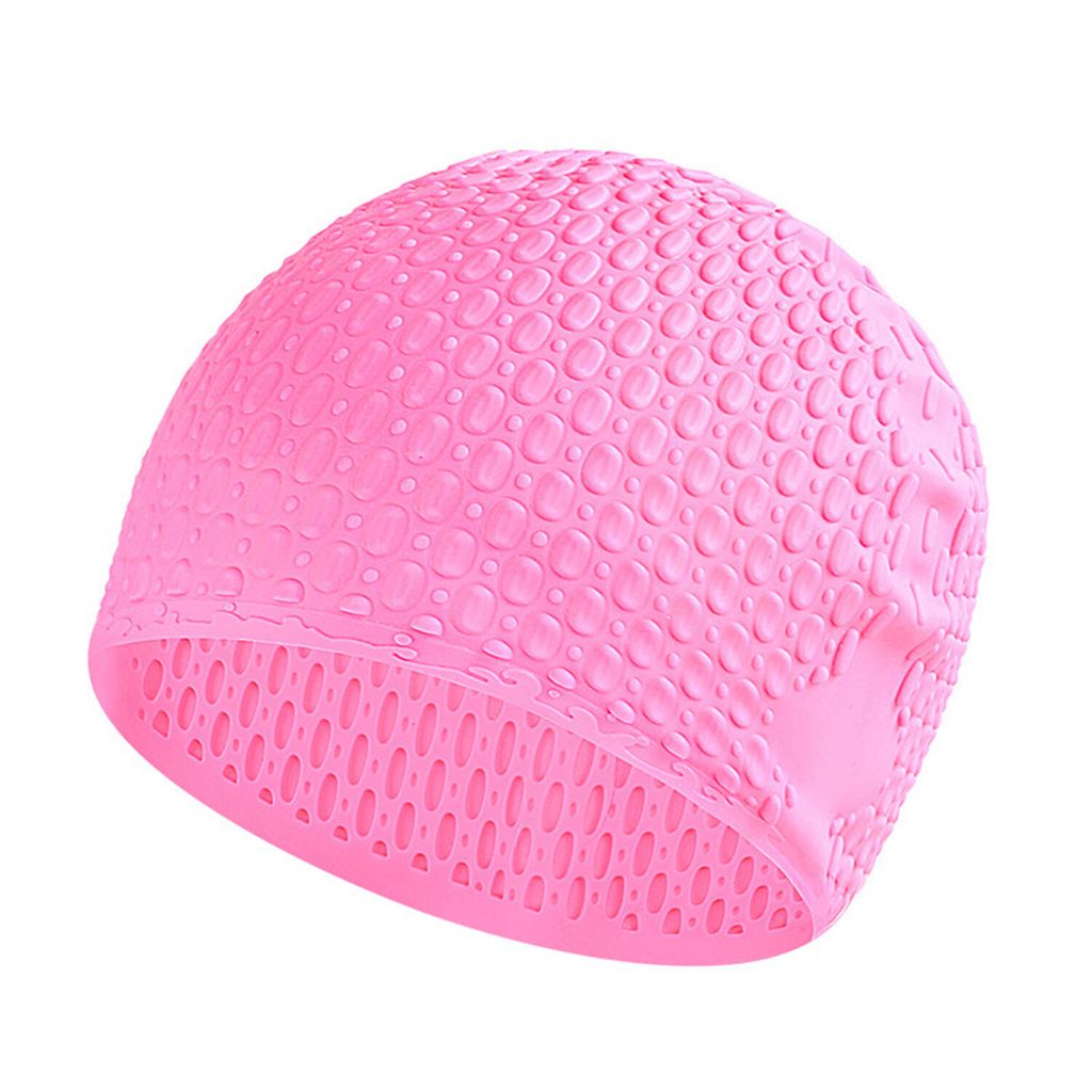 Damen und Herren Silikon Badekappe, Elastische Rutschfest Weiche Schwimmhaube, Rosa
