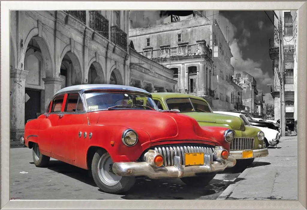 Tableau déco Cuba avec cadre en aluminium et vitre acrylique Shinsuke