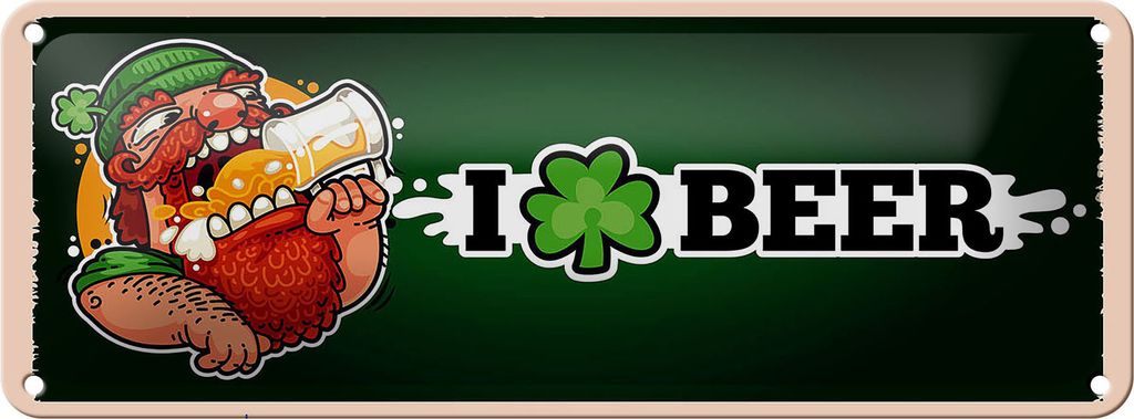 Blechschild I Love Beer Bier, 27 x 10 cm, Blechschilder Spruch Getränk, Alkohol, Bier