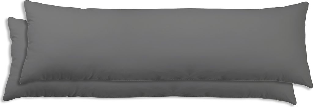 2er Set Seitenschläferkissen Bezug 40x145 cm grau Uni Produktbild 