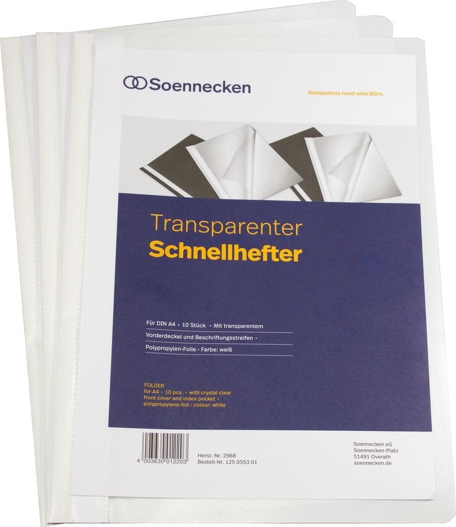 Schnellhefter 2968 DIN A4 PP weiß 10 Stück Packung mit 10 Stück