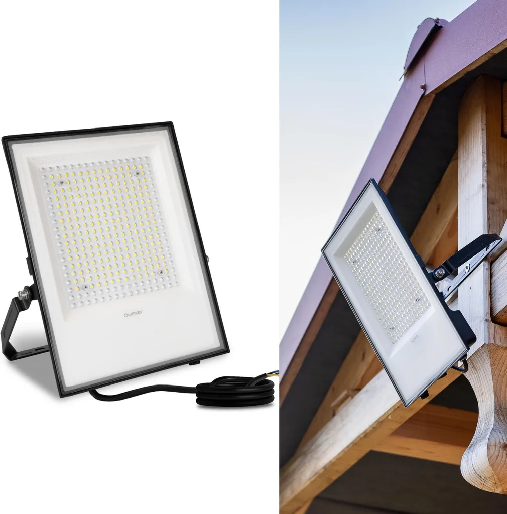 LUMILED Projecteur LED Extérieur 150W 16500lm 4000K IP65 Noir Rigel