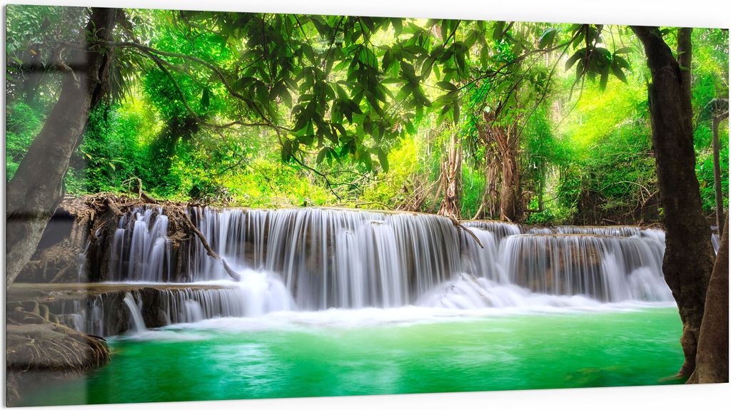 DEQORI Küchenrückwand Glas 100x50 cm 'Wasserfall im Produktbild 