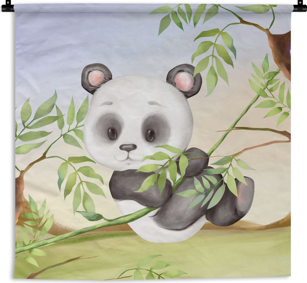 MuchoWow Wandteppich Wandbehang Dschungel - Panda - Rebe 150x150 cm Tapisserie Dekoration Wandtuch - Wohnaccessoires - Modernes