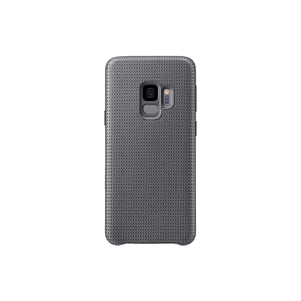 A close-up, centered shot of the back of a gray phone case.