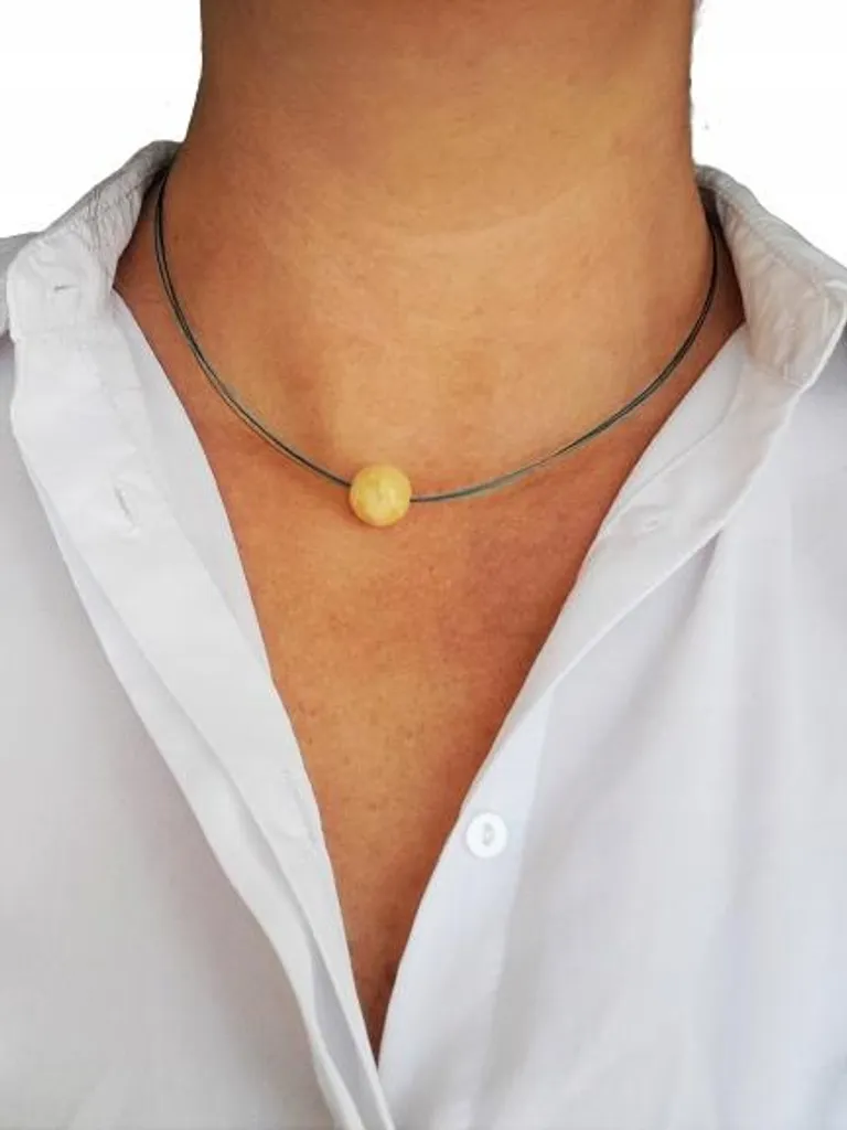 Collana Ambra Giallo Latte 18mm | Gioiello Naturale Artigianale Baltico