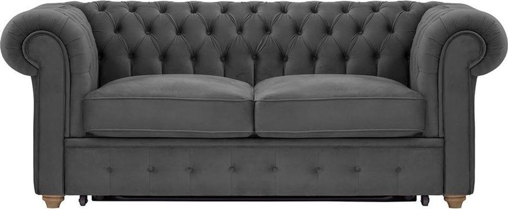 2-Sitzer Schlafsofa Chesterfield Max Borneo-Velluto 19-wax black