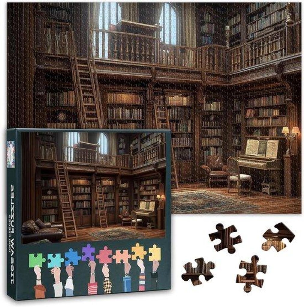 Erwachsenen-Puzzle - Entspannung für Freizeit - Vintage-Motive - 1000 Teile - Bücherregal-Serie