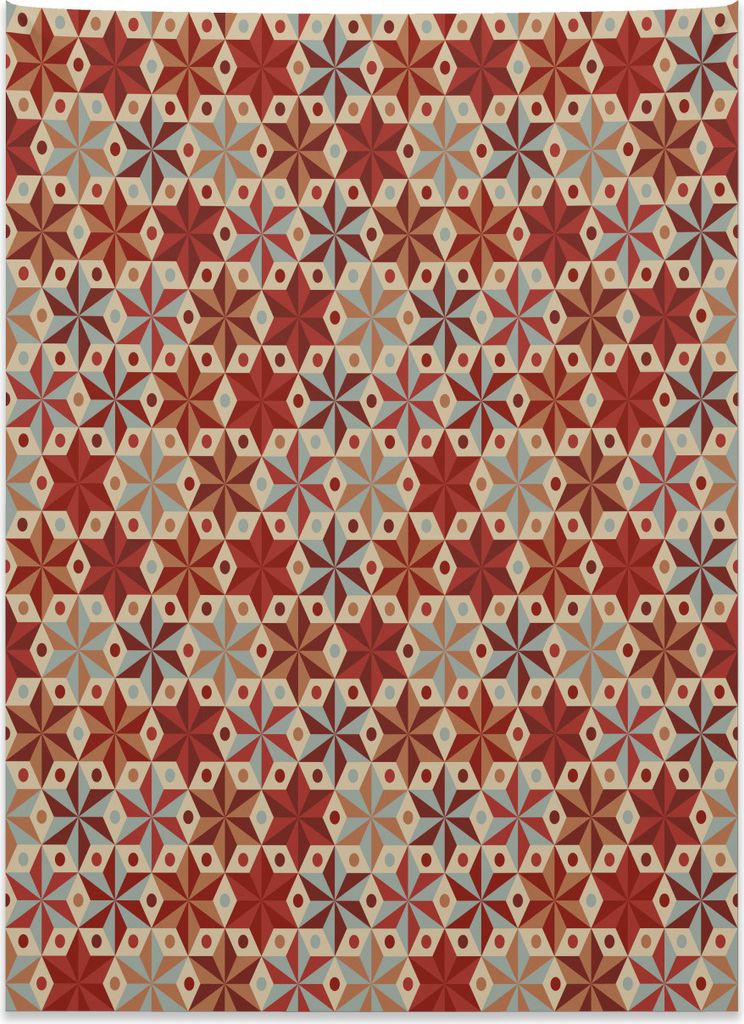 Abakuhaus Rot und Braun Wandteppich, Retro Anis Sterne aus Weiches Mikrofaser Stoff Kein Verblassen Klare Farben Waschbar, 110 x 150 cm, Mehrfarbig