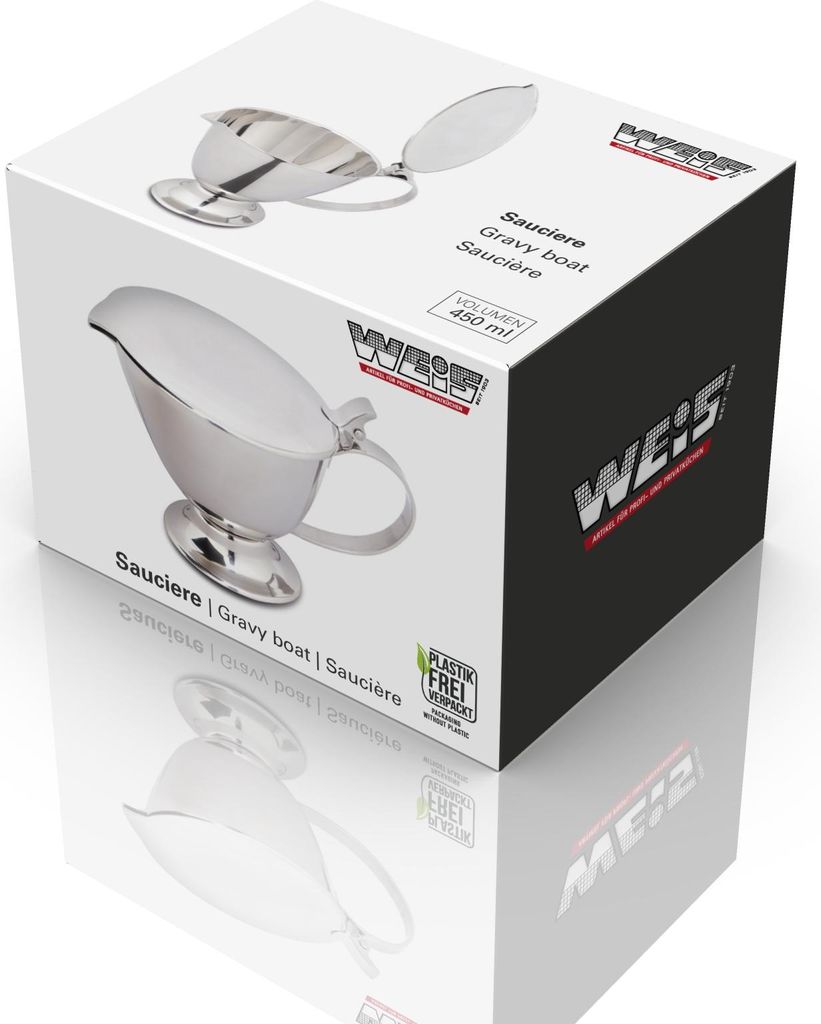 Saucière WEIS Acier Inoxydable 450ml - Avec Couvercle - 17x12.3x12cm - Argenté
