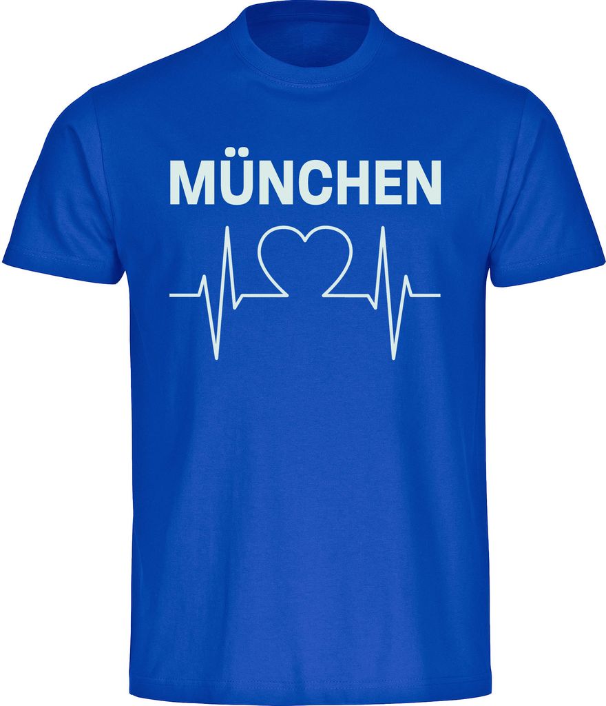 multifanshop Kinder T-Shirt - München blau - Herzschlag, blau, Größe 164
