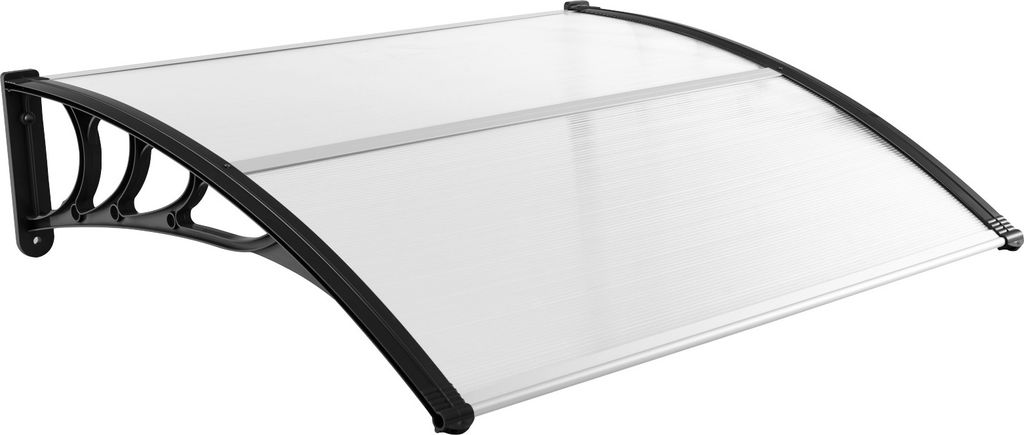 COSTWAY Vordach für Haustür 122x99cm, Überdachung aus Alu & Polycarbonat, Transparentes Pultbogenvordach, Pultvordach, Türvordach für Eingangs...