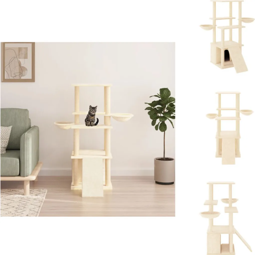 Albero Tiragraffi vidaXL 133cm in Sisal Crema: Il Paradiso del Tuo Gatto