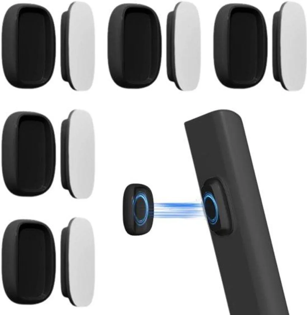 Supports silicone aimantés noirs pour télécommandes : lot 5 fixations