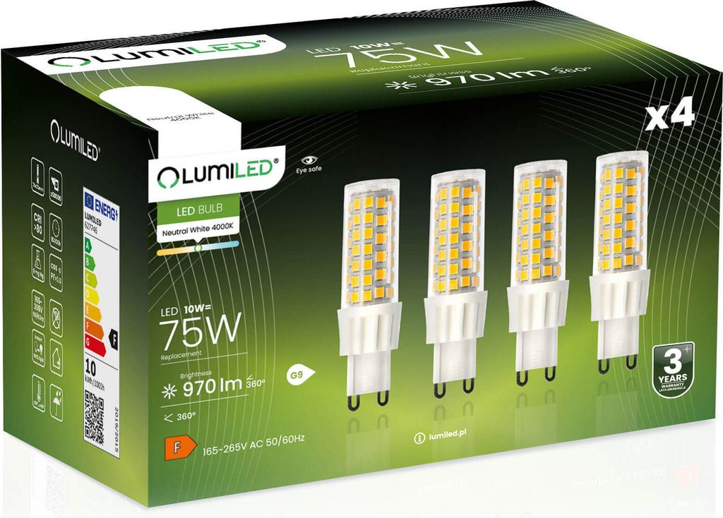 LUMILED LED žiarovky G9 Sada 4 LED diód 10W = 75W 4000K Obrázok produktu 