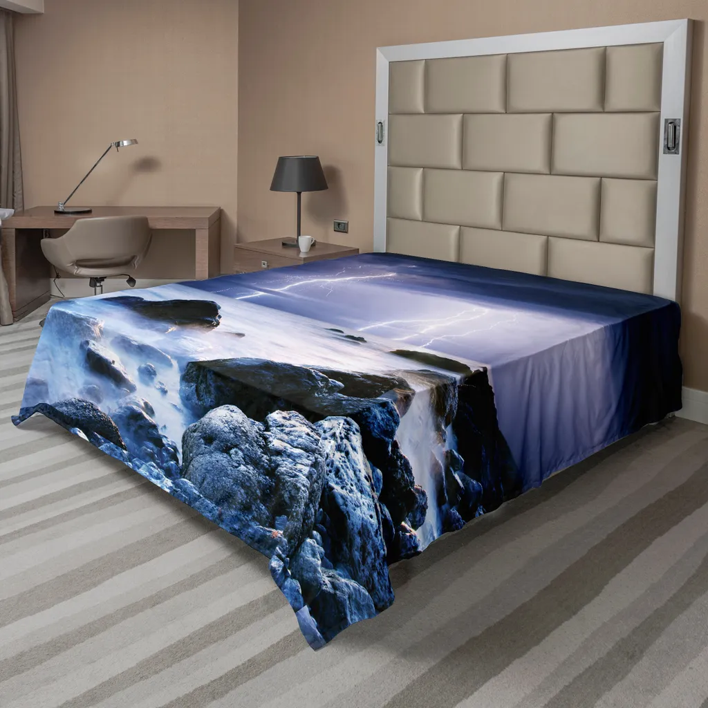 Drap plat anti-plis et doux 266x260 cm, fini les lits ternes, motif mer