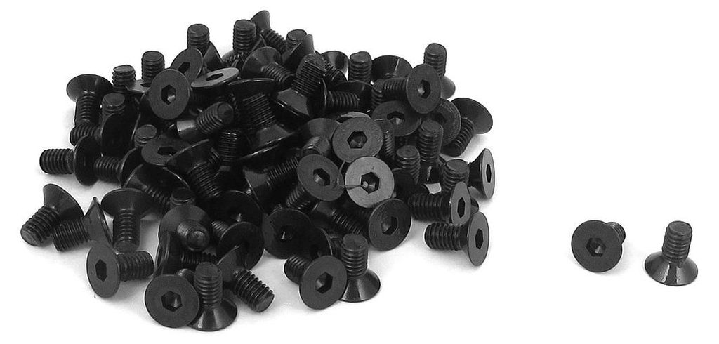 100 Stš¹ck M3 x 6mm Senkkopfschrauben Metrisch Innensechskant Schrauben Flachkopfschrauben Schwarz