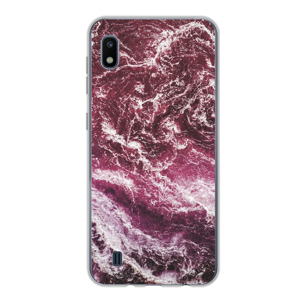MuchoWow Handyhülle Schutzhülle Hülle für Samsung Galaxy A10 Natursteine - Lila - Marmor Silikon Softcase Handy Hülle - Schutzhülle