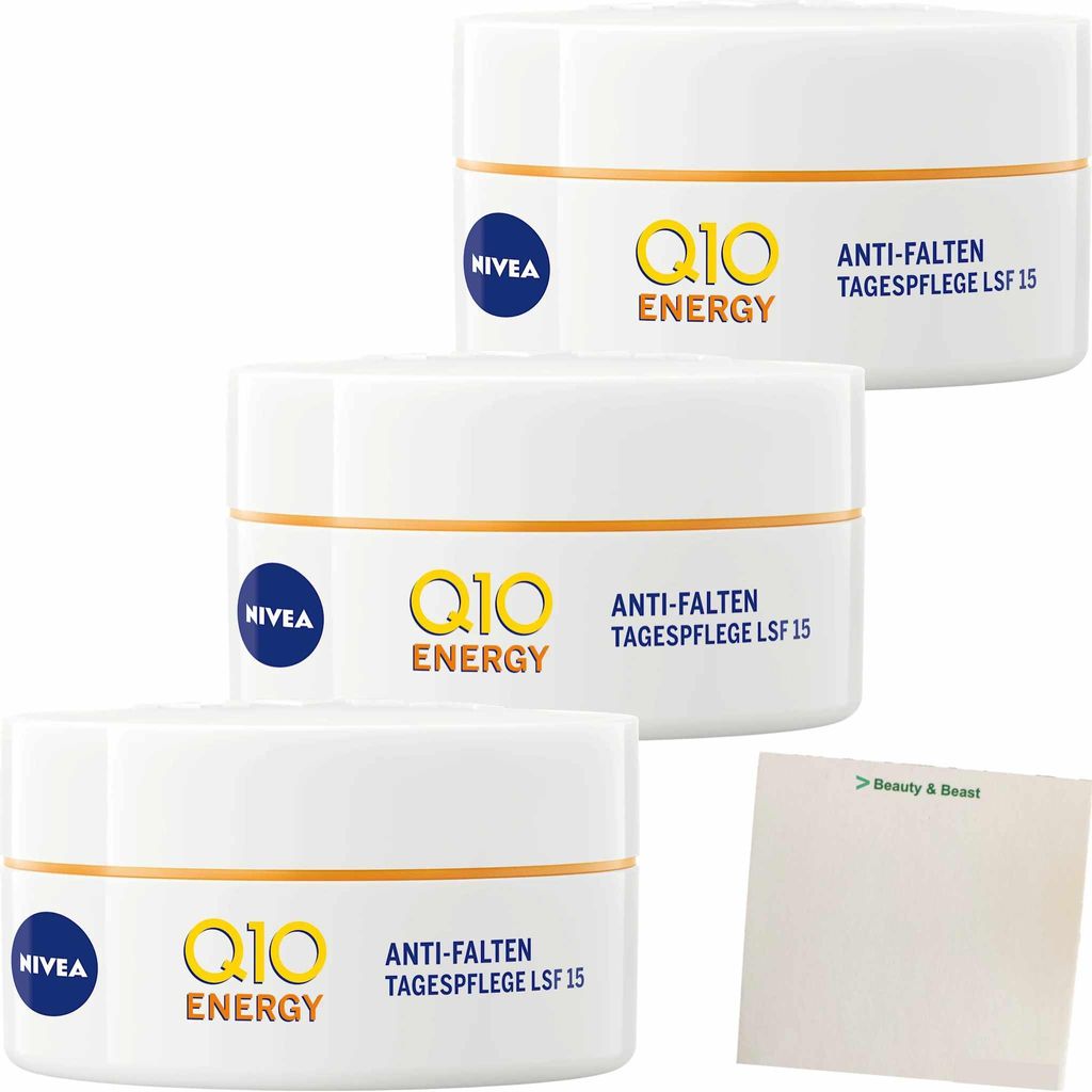 Nivea Visage Q10 Tagespflege Energy LSF15 3er Pack (3x50ml) + usy Block