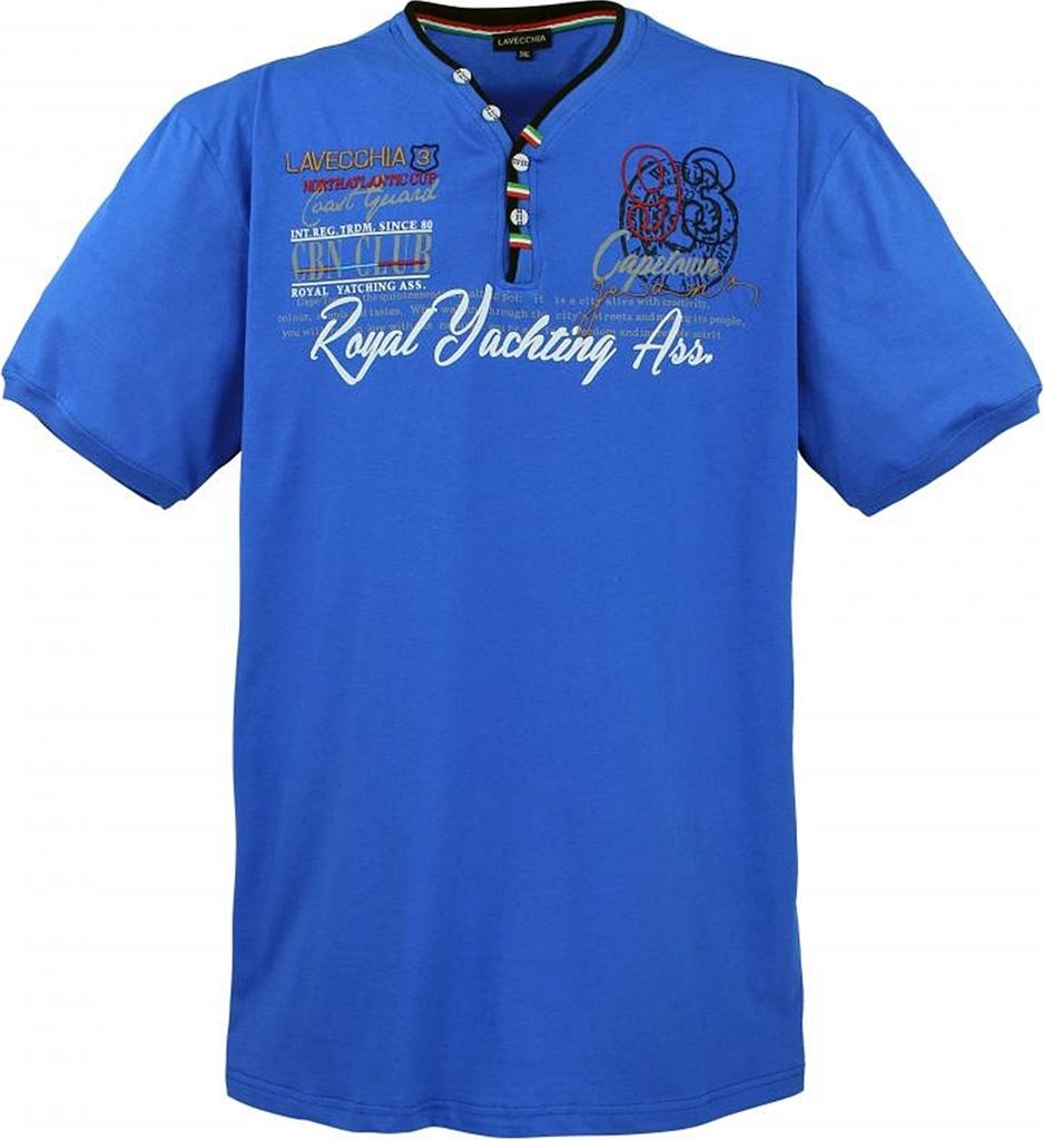 Übergrössen Hippes T-Shirt Kurzarm LAVECCHIA LV-608 Royalblau 4XL