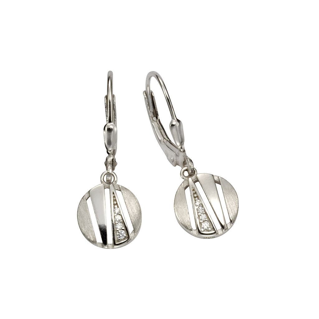 F Ohrhänger 925/- Sterling Silber 2,7cm weiß Zirkonia weiß 025230053