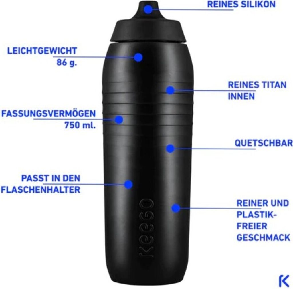 KEEGO Trinkflasche Titanium White 0.75L, 750 ml, Sport, Produktbild 