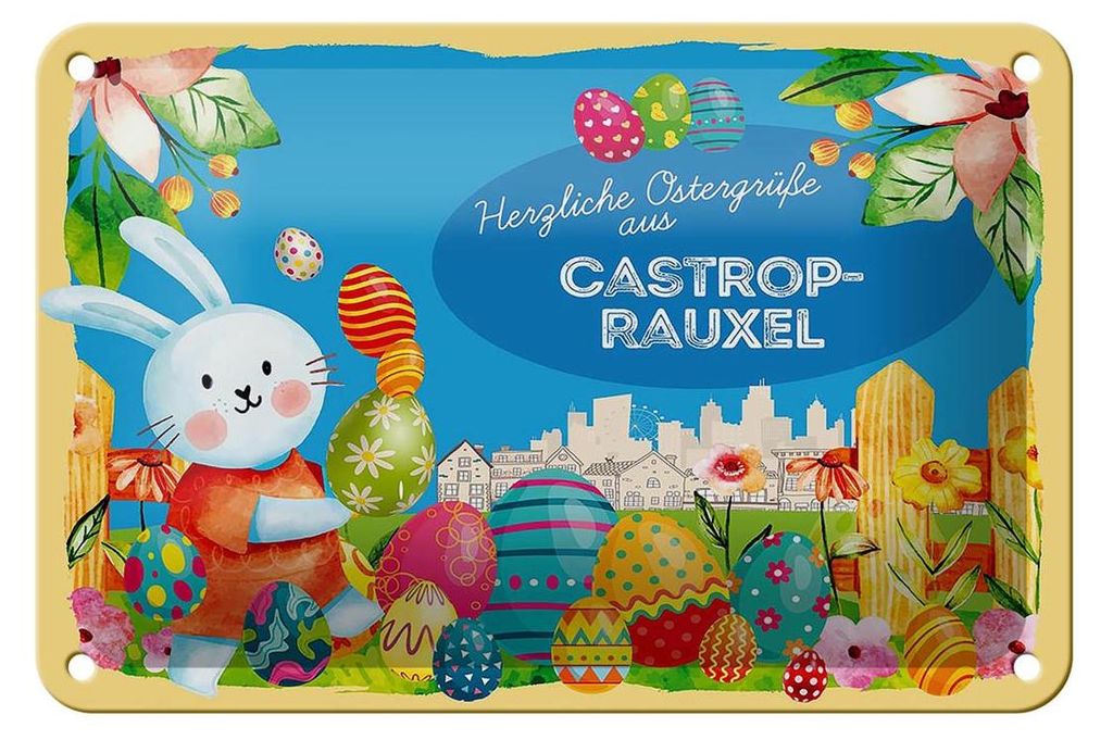 Blechschild Ostern Ostergrüße 18x12cm CASTROP-RAUXEL Produktbild 