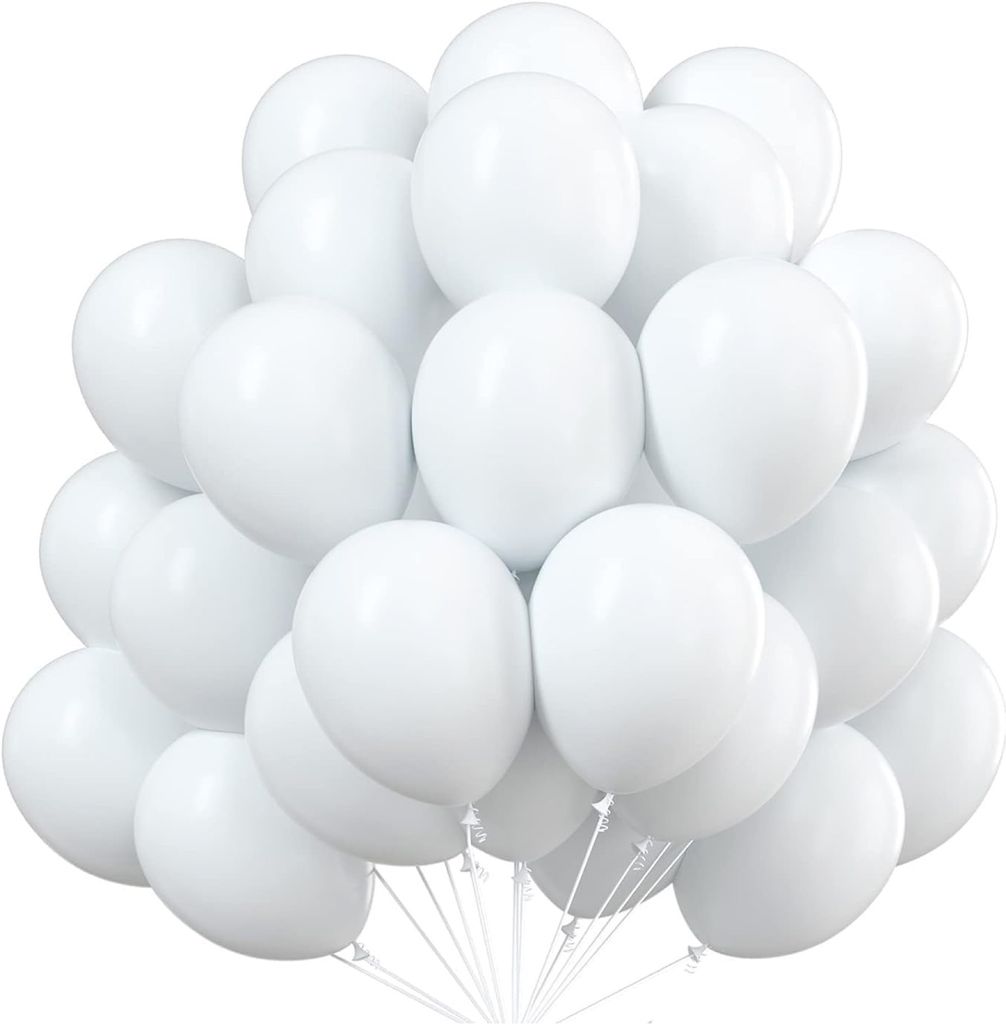 300x Luftballons weiß - Luft und Helium geeignet - Ø 35 cm - Ballons weiss - Schadstoff - Geburtstag, Party, Hochzeit Deko Dekoration