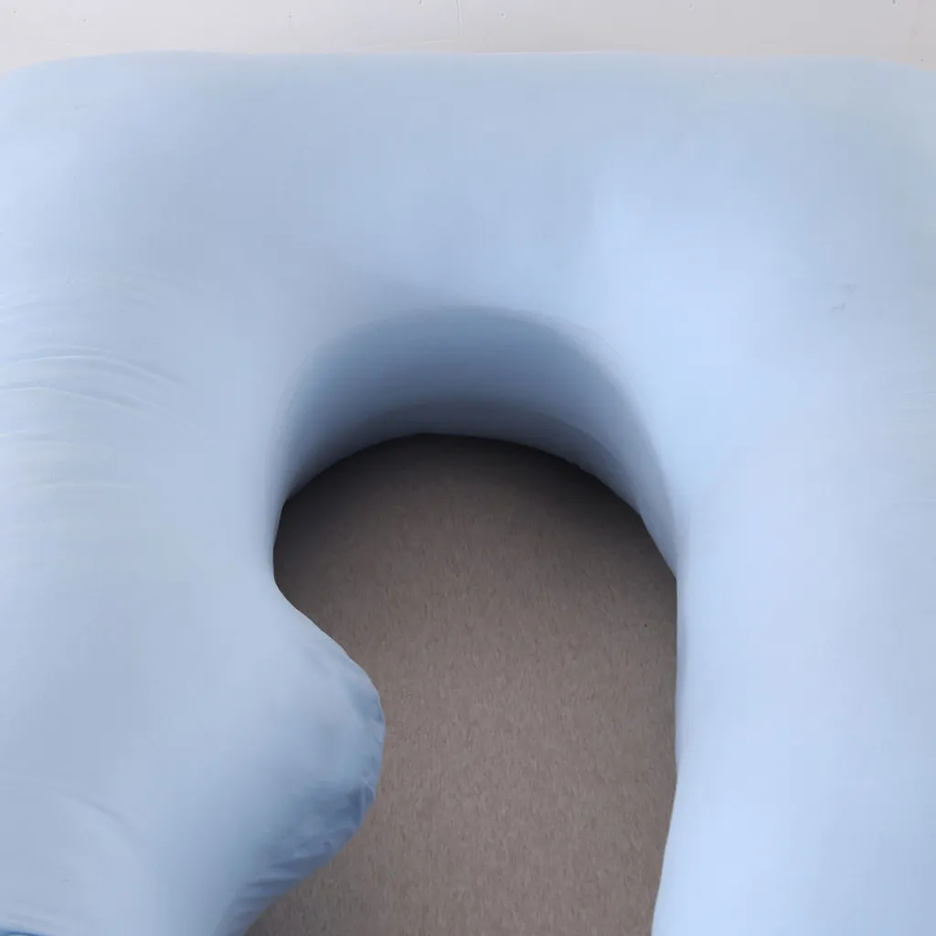 Coussin de maternité grand format bleu pour dormir sur le côté en J - 15