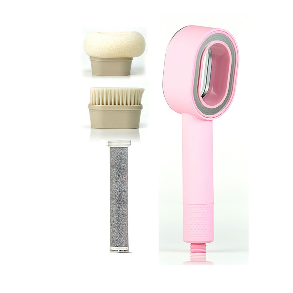 Wassersparender Duschkopf,Hochdruck Handbrause,Massagebad Handbrause mit VC Kohlefaserfilter und Aromatherapie,Rosa