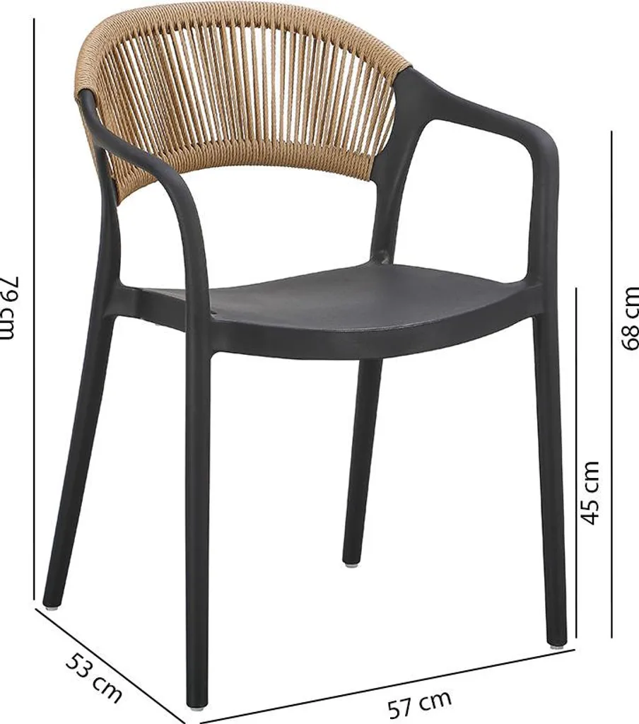 Chaises extérieures résistantes aux intempéries en polypropylène noir (x6)