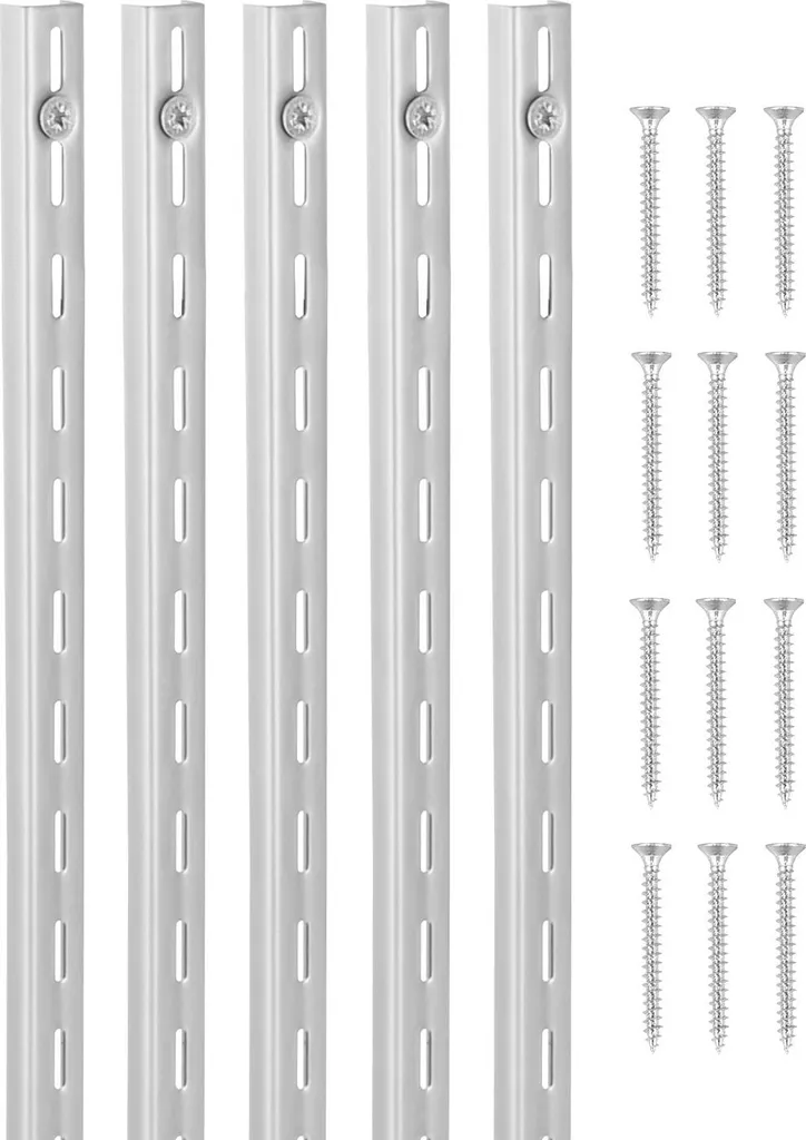 Crémaillère murale simple fente grise 99 cm lot 10 rails acier avec vis