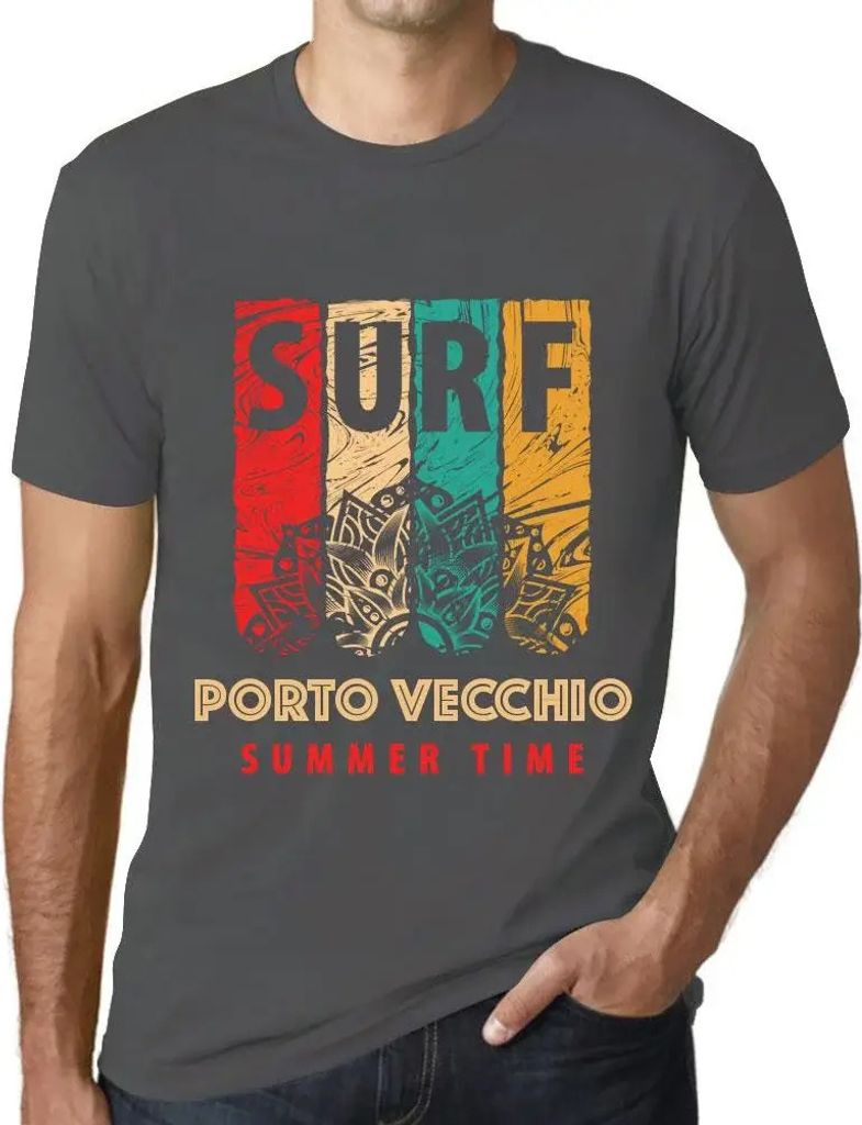 Herren Grafik T-Shirt Sommerliches Surfen in Porto Vecchio – Summer Time Surf In Porto Vecchio – Öko-Verantwortlich Vintage Jahrgang Kurzarm L...