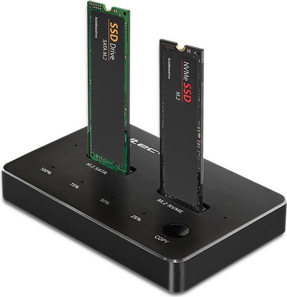 Qoltec M.2 SSD drive docking station, NVMe, SATA,USB
