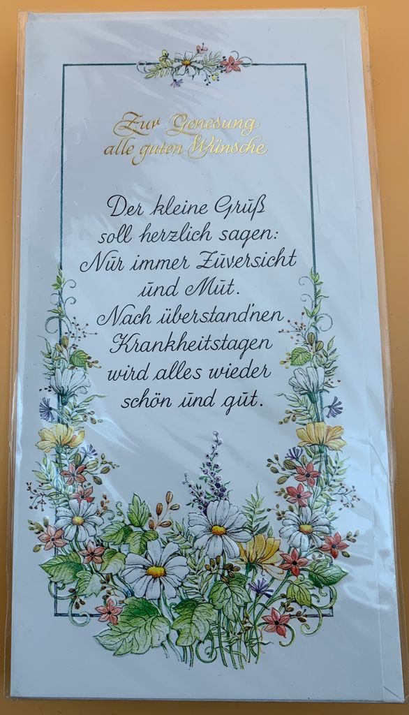 Genesung - Glückwunschkarte im Format 10,5 x 21 cm mit Briefumschlag