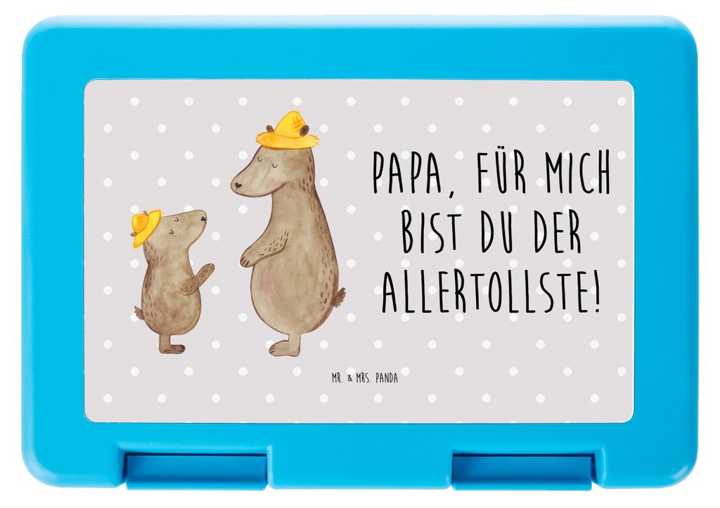 Mr. & Mrs. Panda Lunchbox Bären mit Hut - Grau Pastell - Geschenk, Snackbox, Bär, Papa, Bento Box, Vatertag, Brotzeitbox, Vesperbox, Bentobox, Mu...