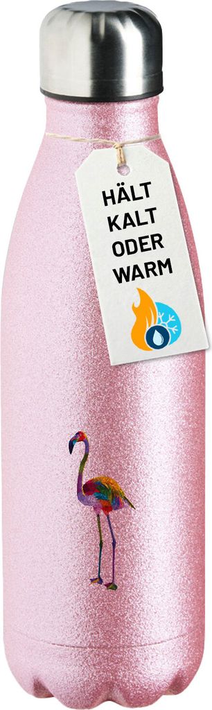 Huuraa Trinkflasche Flamingo Colorful 500ml Pink Edelstahl Wasserflasche Trinkflasche Geschenkidee