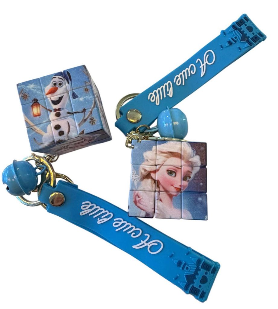 Mini Würfel Frozen die Eiskönigin 3,5 x 3,5 cm Schlüsselanhänger mit Glocke und Motivwürfel Cubix Zauberwürfel für Kinder Geschenke