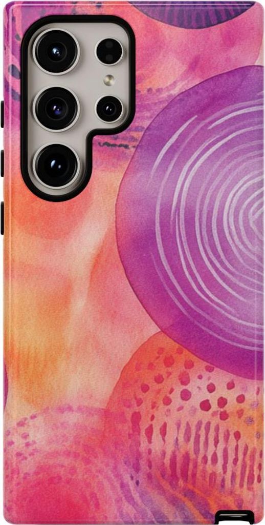Abstrakte Aquarellkreise in warmen Farbtönen – Hülle Kompatibel mit Samsung Galaxy S24 Ultra