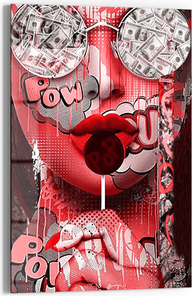 DEQOART Glasbild Echtglas 60x90 cm 'Glamouröse Versuchung' Wandbild Bild modern Deko