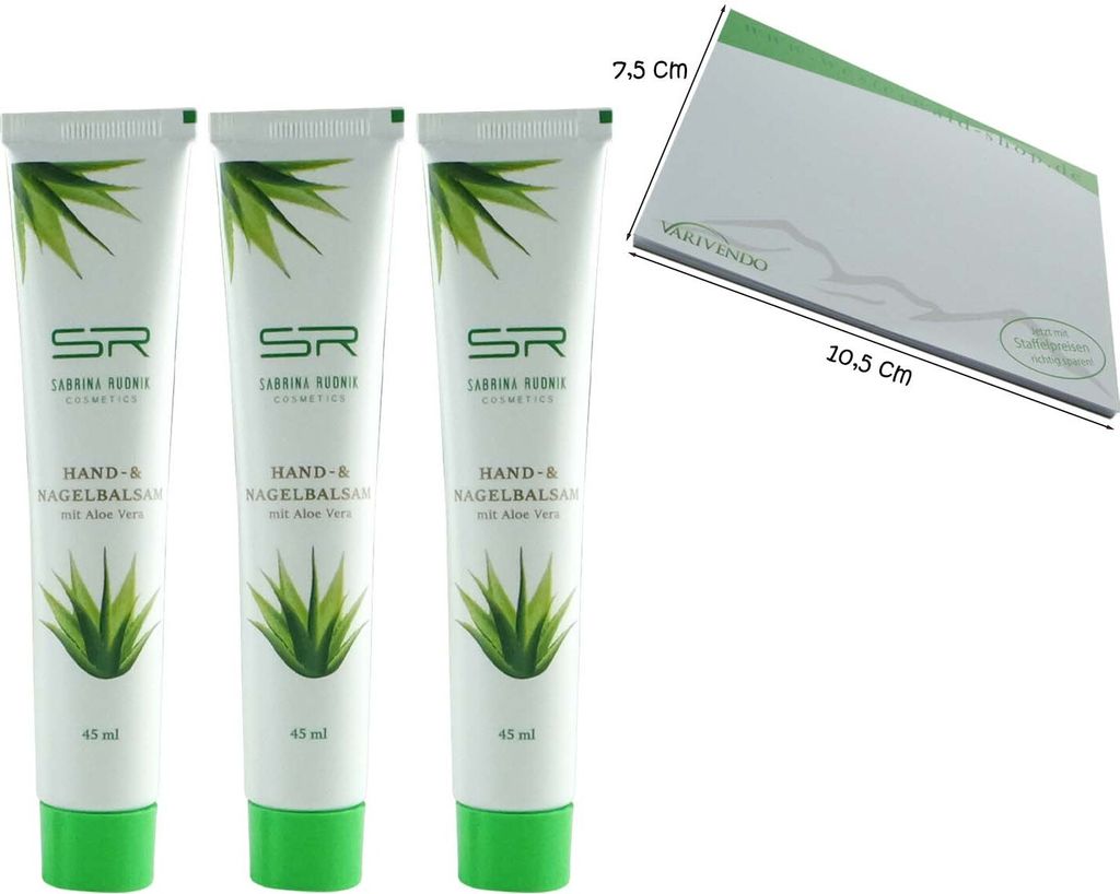 varivendo Notizblock + 3 x Hand- und Nagelbalsam mit Aloe Produktbild 2