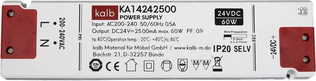 Alimentation LED 24V Ultra-plate 17mm Velion IP20 Puissance 15W à 60W