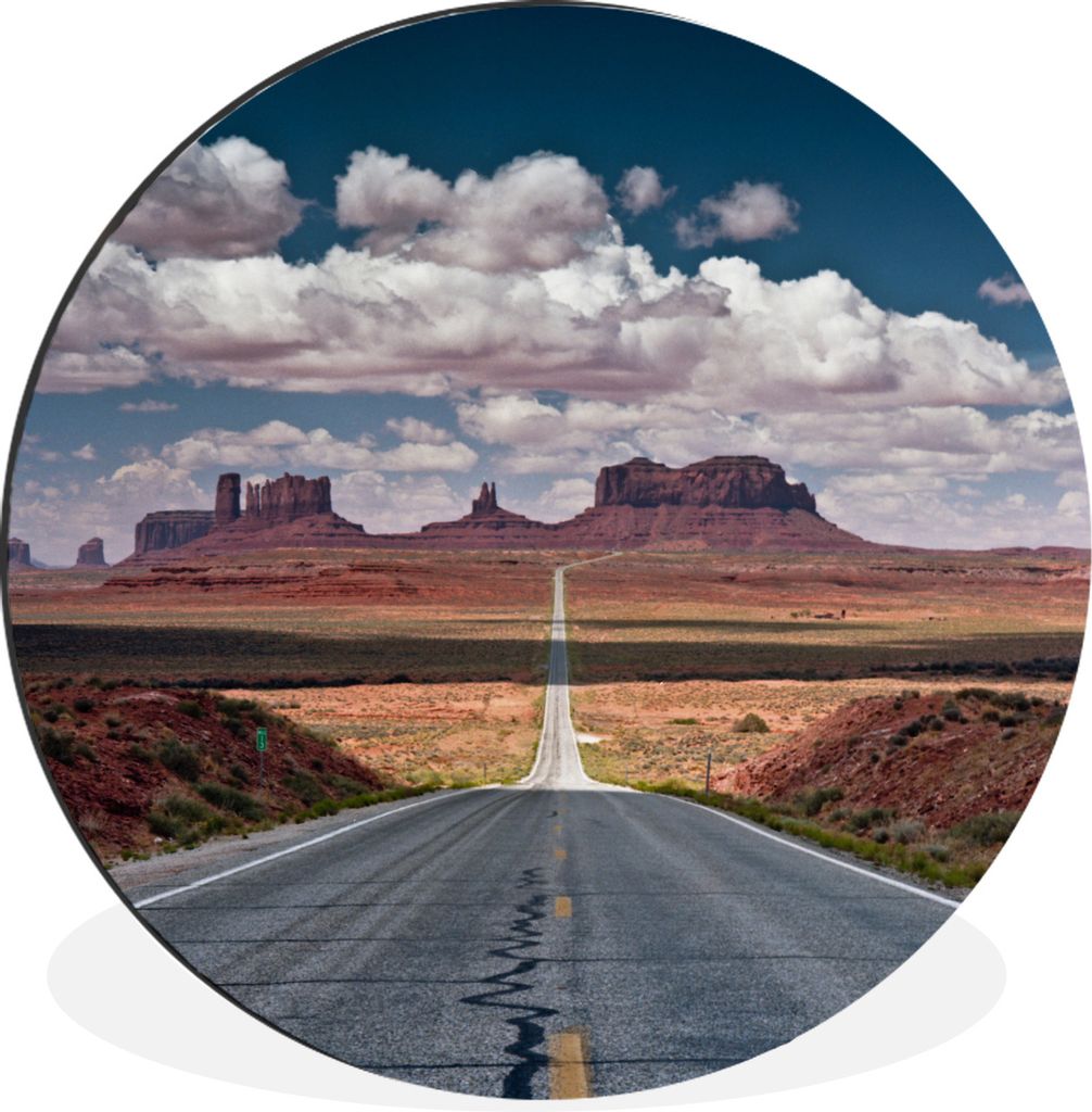 MuchoWow Aluminium Wandkreis Der Weg zum Monument Valley in Amerika Ø 90 cm Wanddeko Modern Wohnzimmer - Mauerkreis - Wandbilder - Runde Bild - ...
