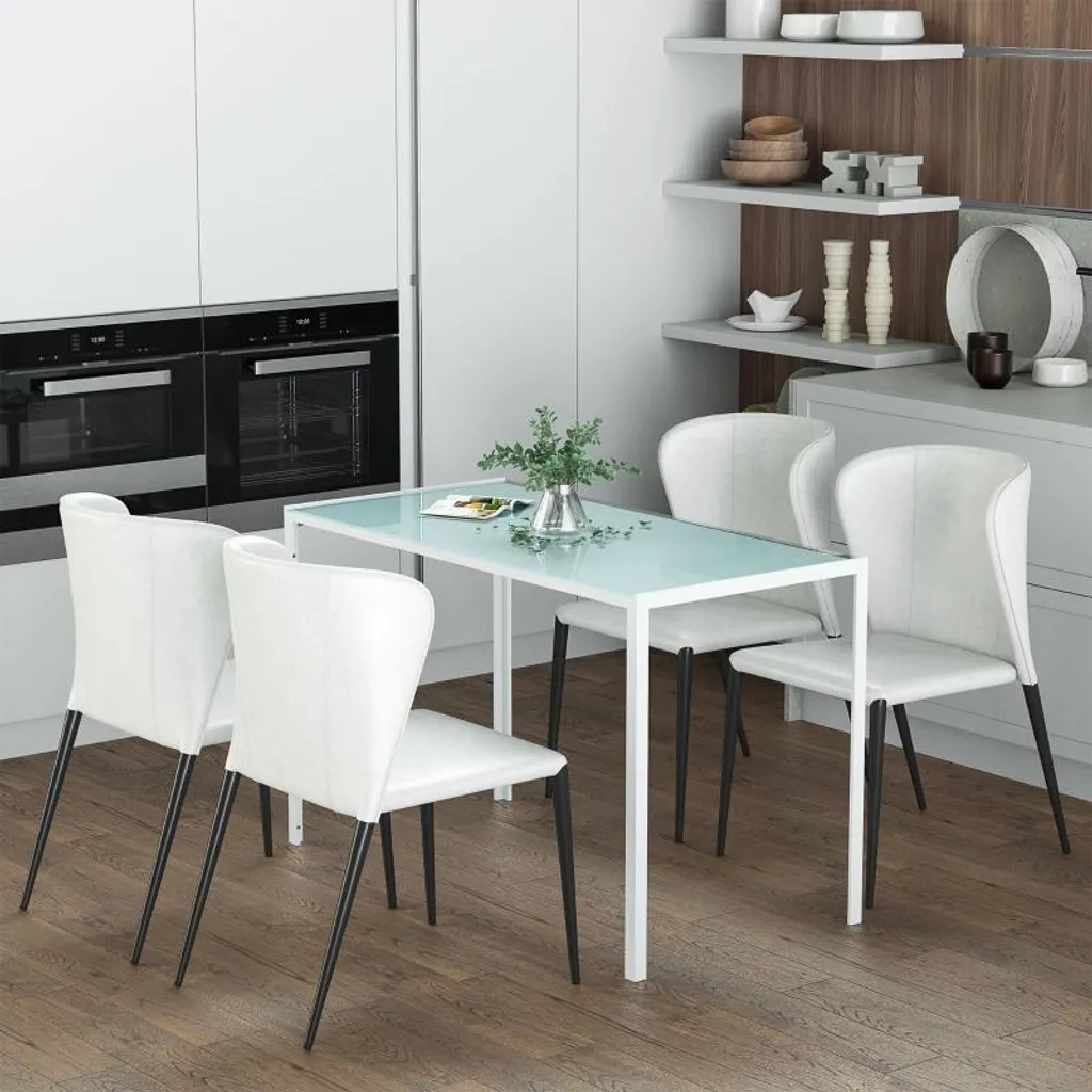Fortuna Lai Table à manger blanche moderne 120 x 60 x 75 cm pour cuisine