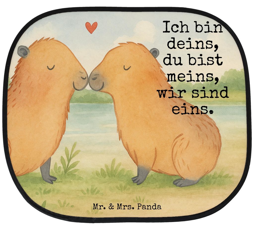 Mr. & Mrs. Panda Sonnenschutz für Auto Capybara Liebe Design - Weiß - Geschenk, Pkw, Liebesspruch, Geschenkidee, Lustige Sprüche, Sonnenblende, ...